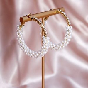 Dainty Pearl Zirconia Hoop Earrings